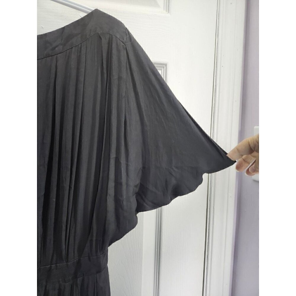 Nina Ricci Black Silk/Linen Sleeveless Knee-Length Pleated Dress FR 40/US 8 - Picture 4 of 8